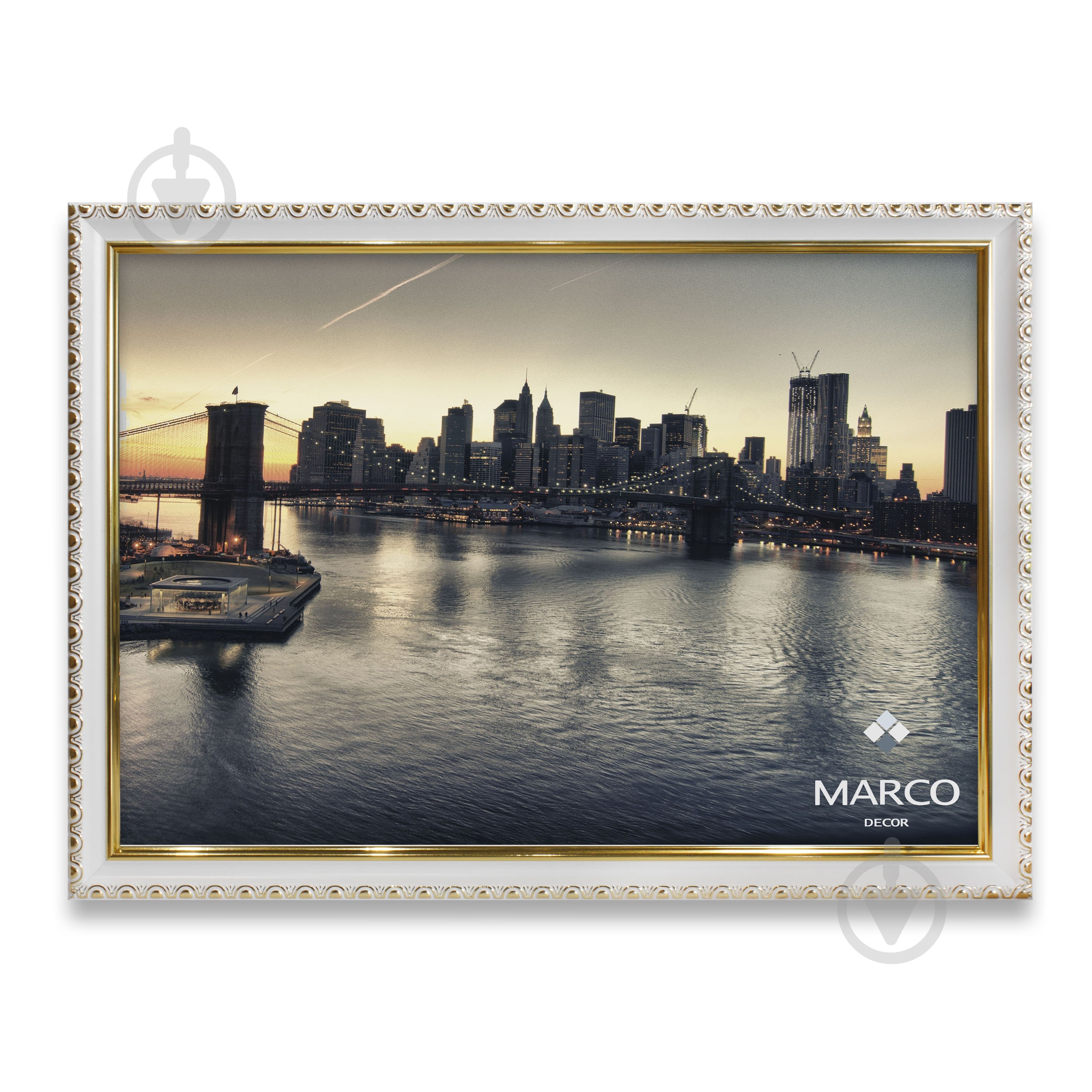 Рамка для фотографии со стеклом MARCO decor 1713 1 фото 30х40 см белый с золотистым - фото 1
