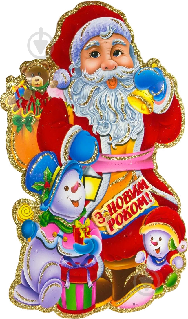 Прикраса новорічна Девілон на вікно з паперу, Санта 55 см червоний - фото 1