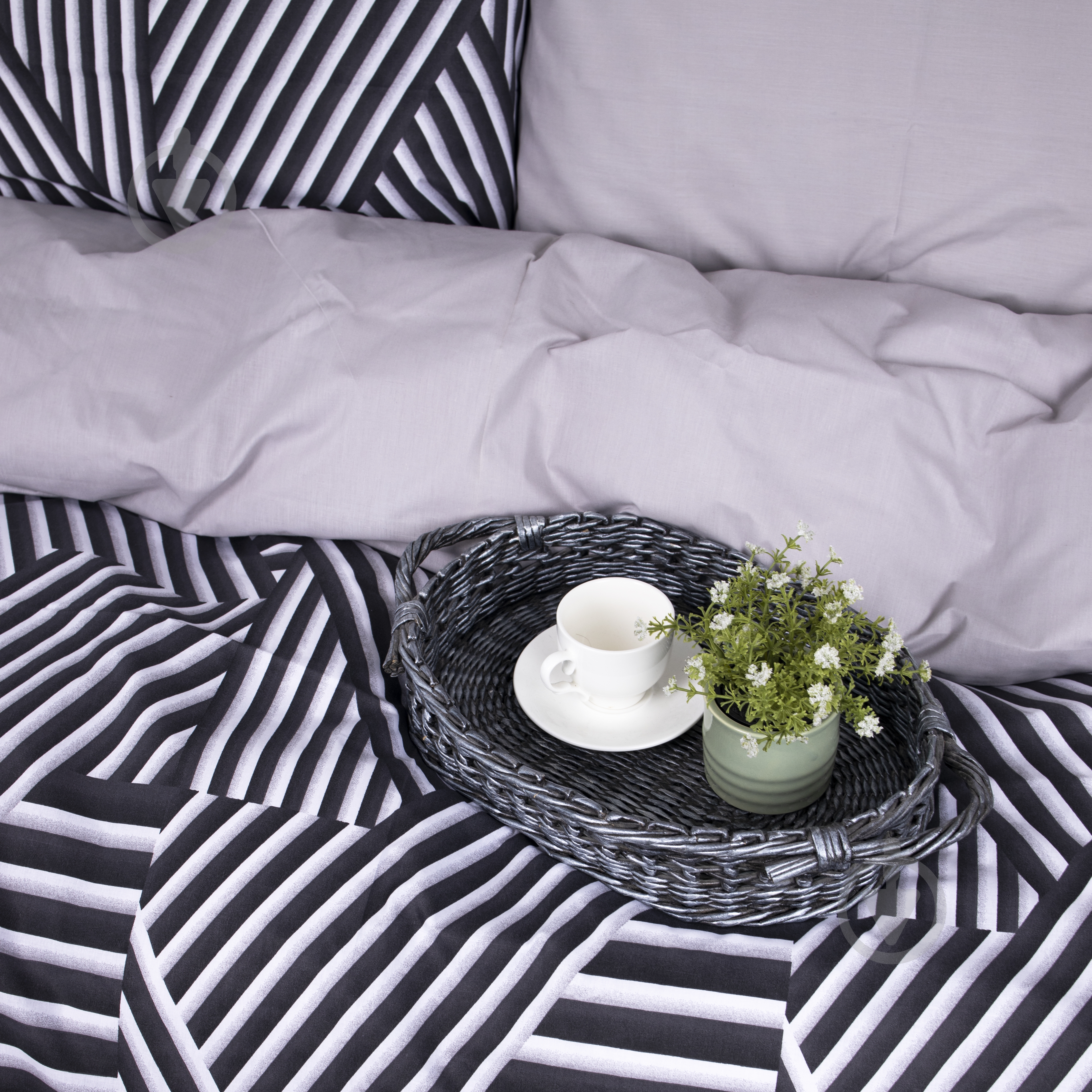 Комплект постільної білизни Бязь Ranforce Elite 17-0629 Diamond Black White 220х240 см чорний/білий MirSon - фото 2 Комплект постільної білизни Бязь Ranforce Elite 17-0629 Diamond Black White 220х240 см чорний/білий MirSon - фото 2