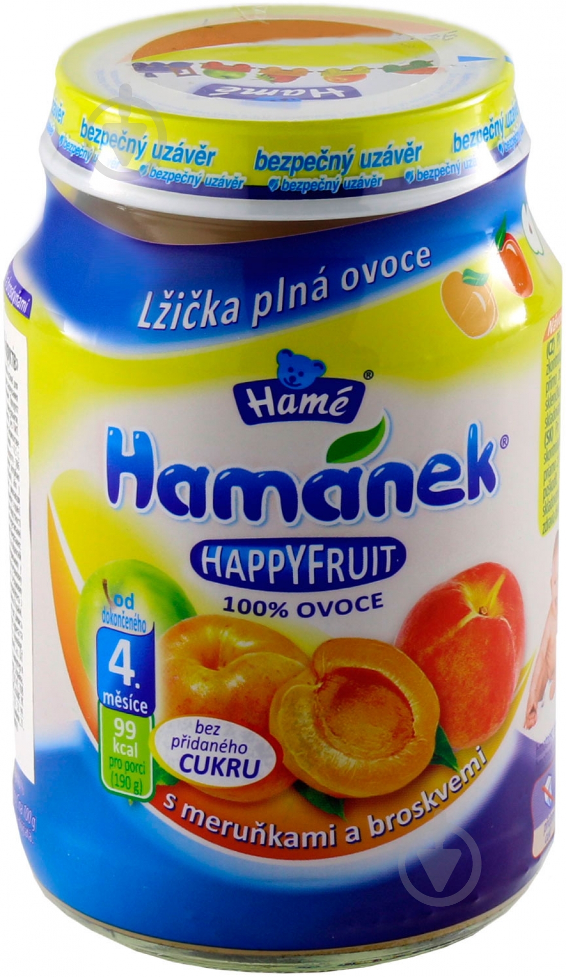 Пюре Hame Hamanek HappyFruit Персик, яблоко и абрикос 190 г 8595139753221 - фото 1
