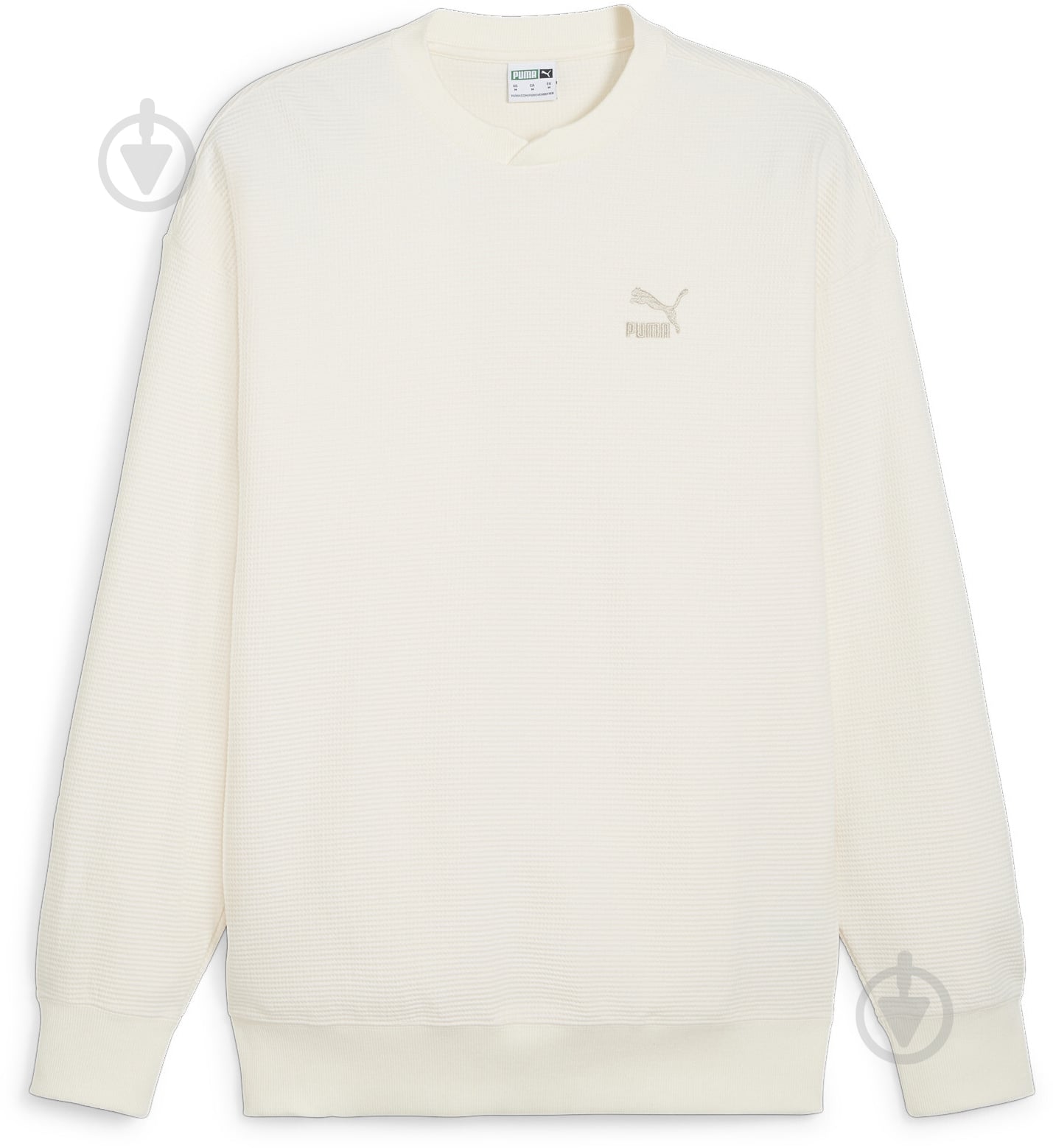 Свитшот Puma CLASSICS WAFFLE CREW 62425366 р.M бежевый - фото 1