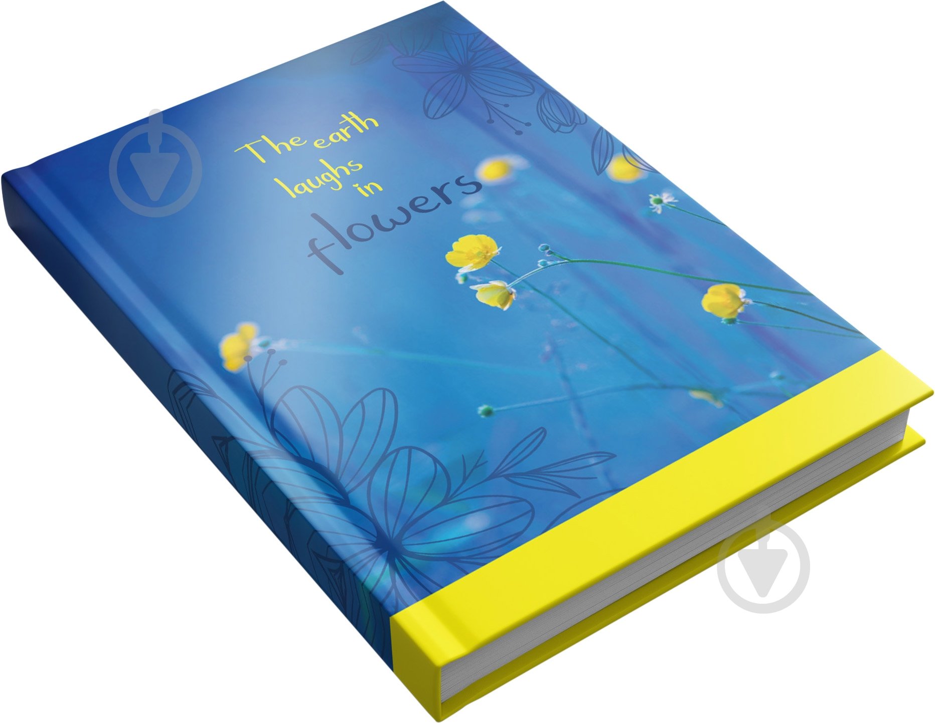 Блокнот А6 160 аркушів 1В2477 Блакитно-жовті квіти Аркуш - фото 1