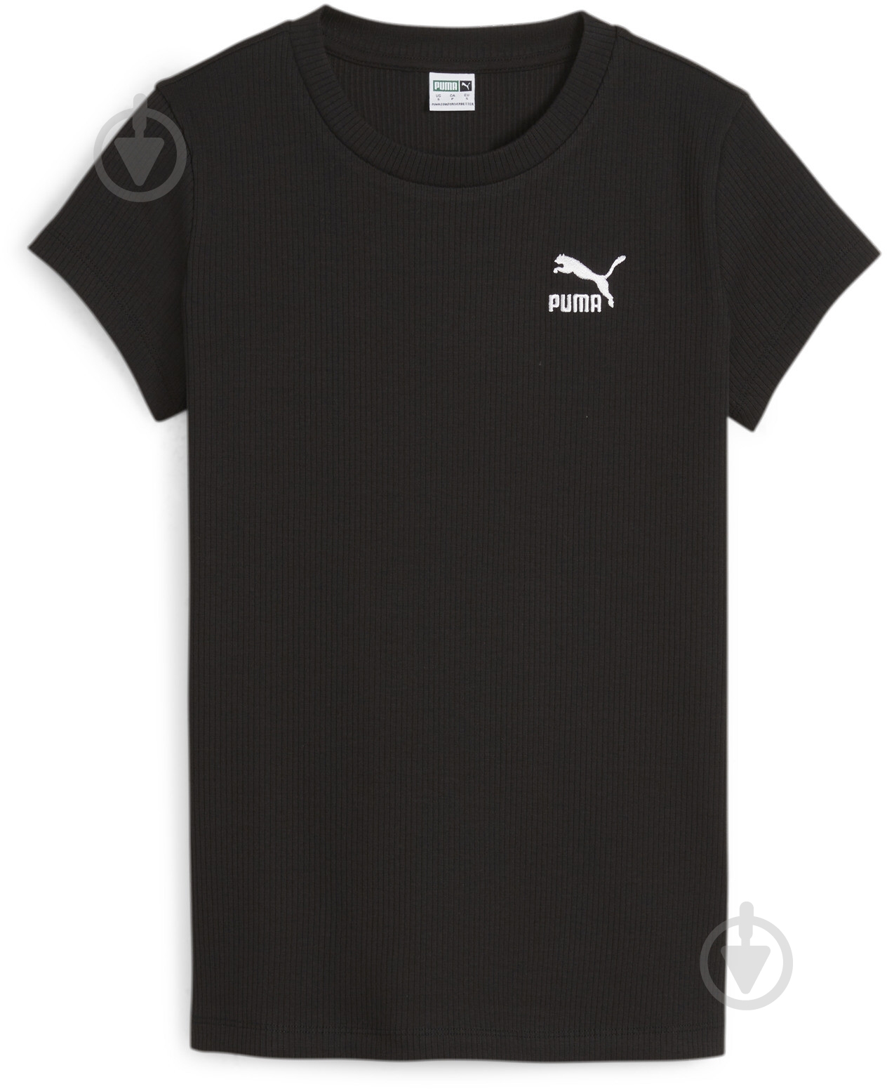 Футболка Puma CLASSICS RIBBED SLIM TEE 62426401 р.S черный - фото 1