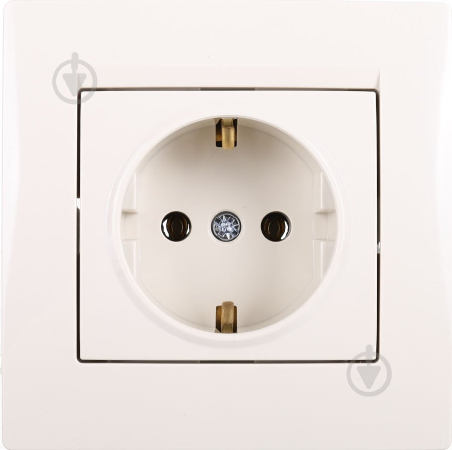Розетка с заземлением UP! (Underprice) One Plus без шторок крем 706-0303-122B - фото 1