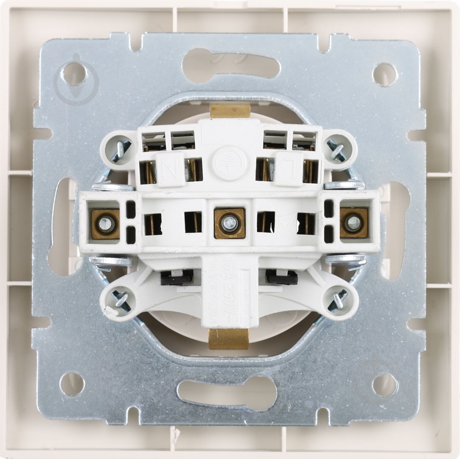 Розетка с заземлением UP! (Underprice) One Plus без шторок крем 706-0303-122B - фото 3