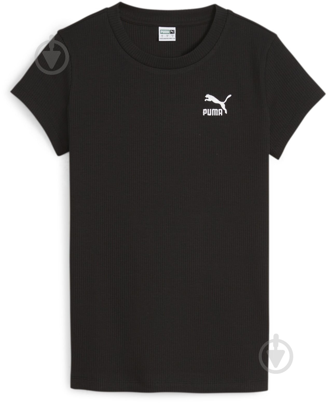 Футболка Puma CLASSICS RIBBED SLIM TEE 62426401 р.L чорний - фото 1