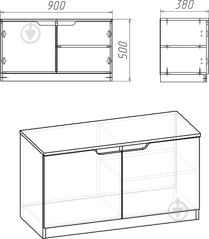 Тумба для обуви Компанит ТО-13 900x380x500 мм орех - фото 2