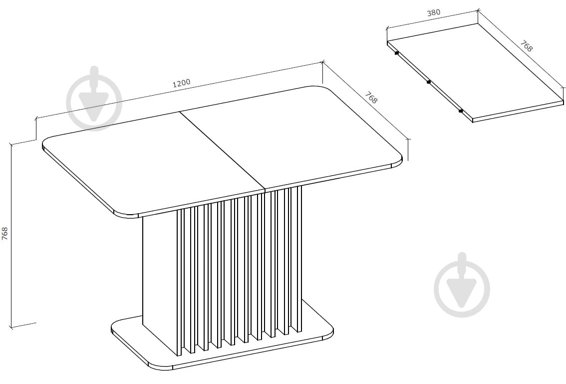 Стол обеденный Грейд Джерси 1200(1580)x768x768мм дуб артизан/белый - фото 3