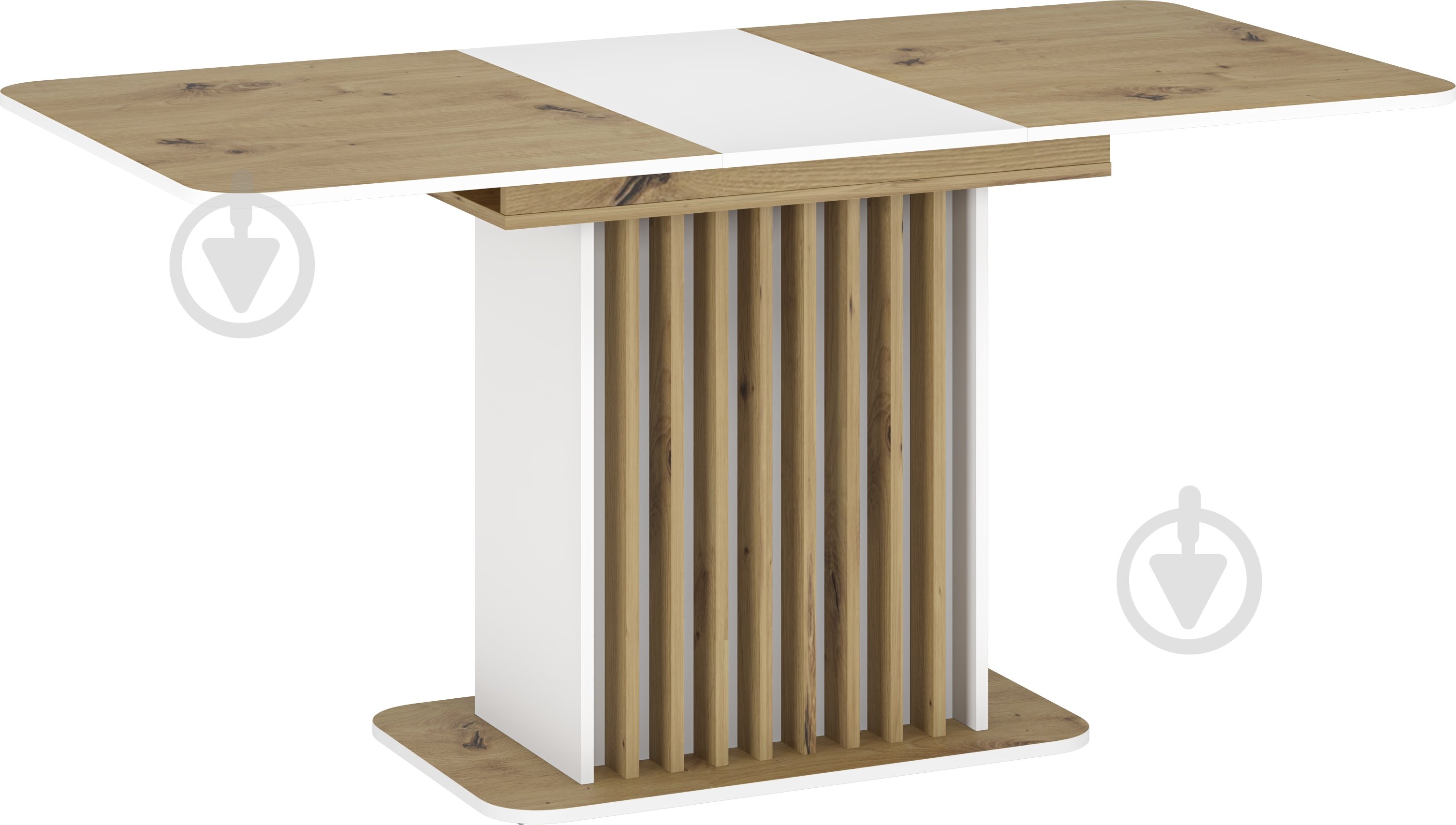 Стол обеденный Грейд Джерси 1200(1580)x768x768мм дуб артизан/белый - фото 1