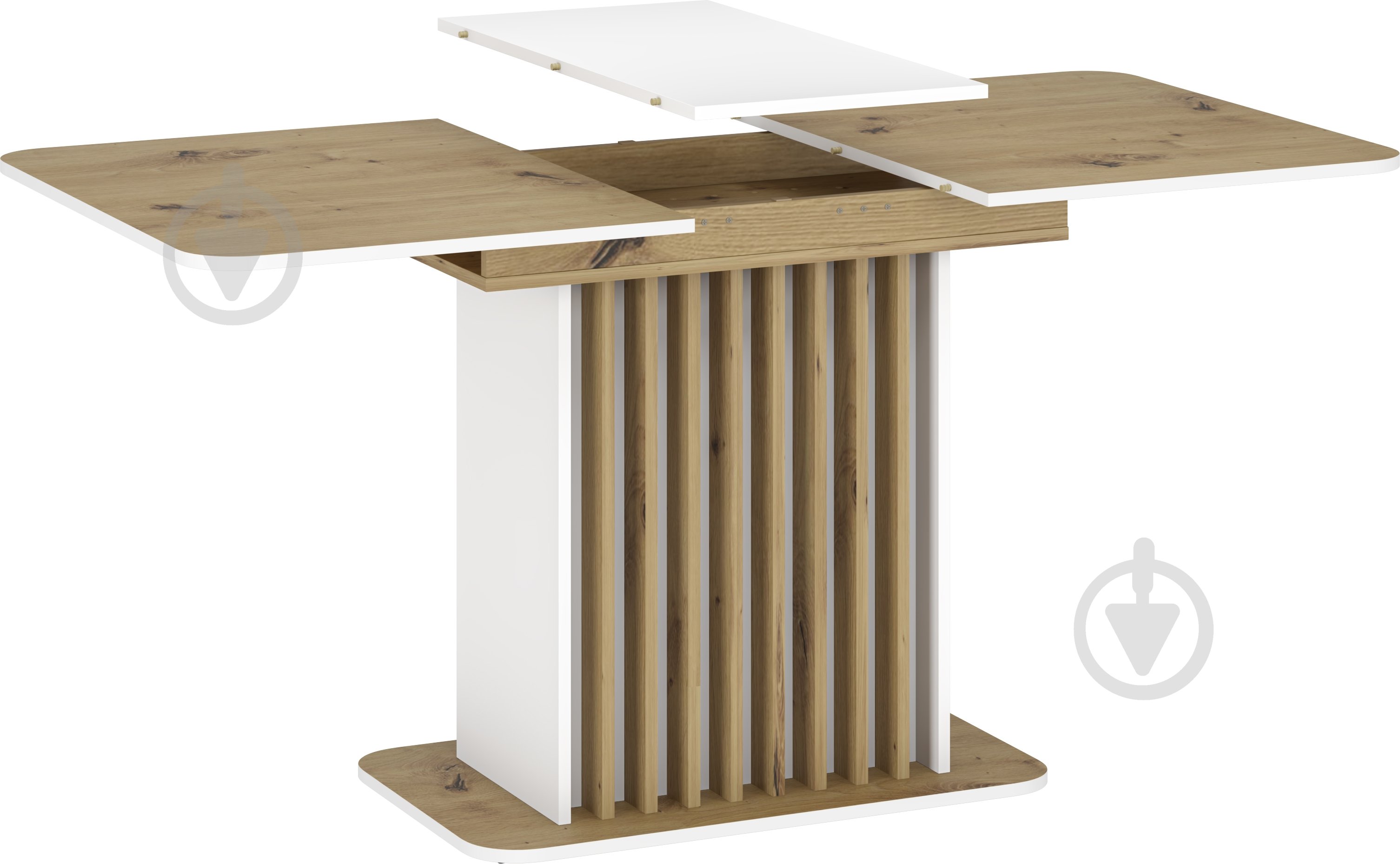 Стол обеденный Грейд Джерси 1200(1580)x768x768мм дуб артизан/белый - фото 2