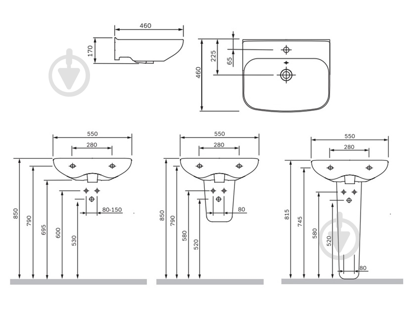 Умывальник AM.PM Like 55 см C804221WH - фото 5 Умывальник AM.PM Like 55 см C804221WH - фото 5