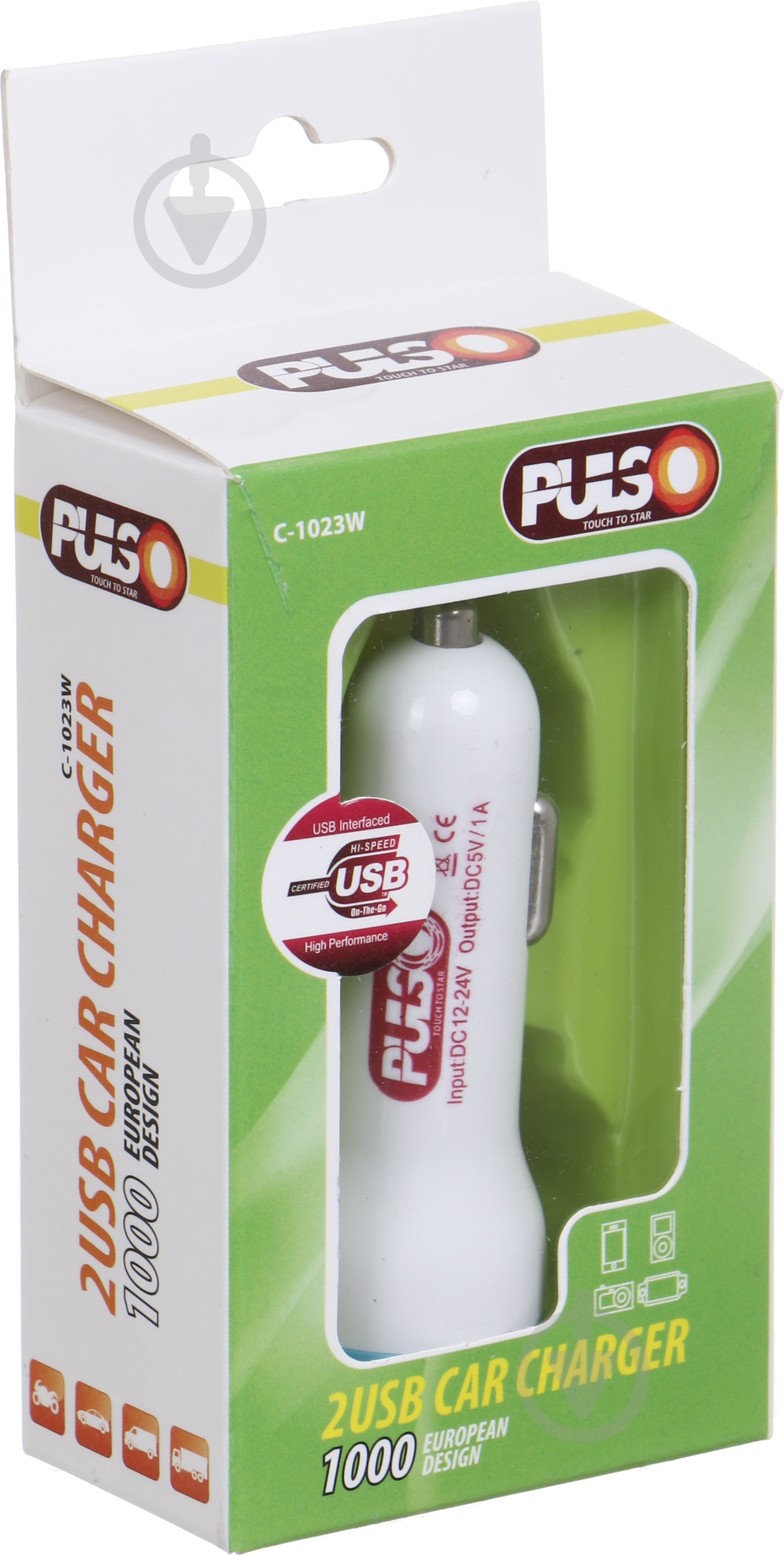 Автомобільний зарядний пристрій PULSO C-1023W 2USB - фото 2