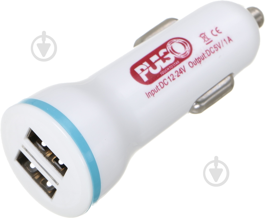 Автомобільний зарядний пристрій PULSO C-1023W 2USB - фото 1