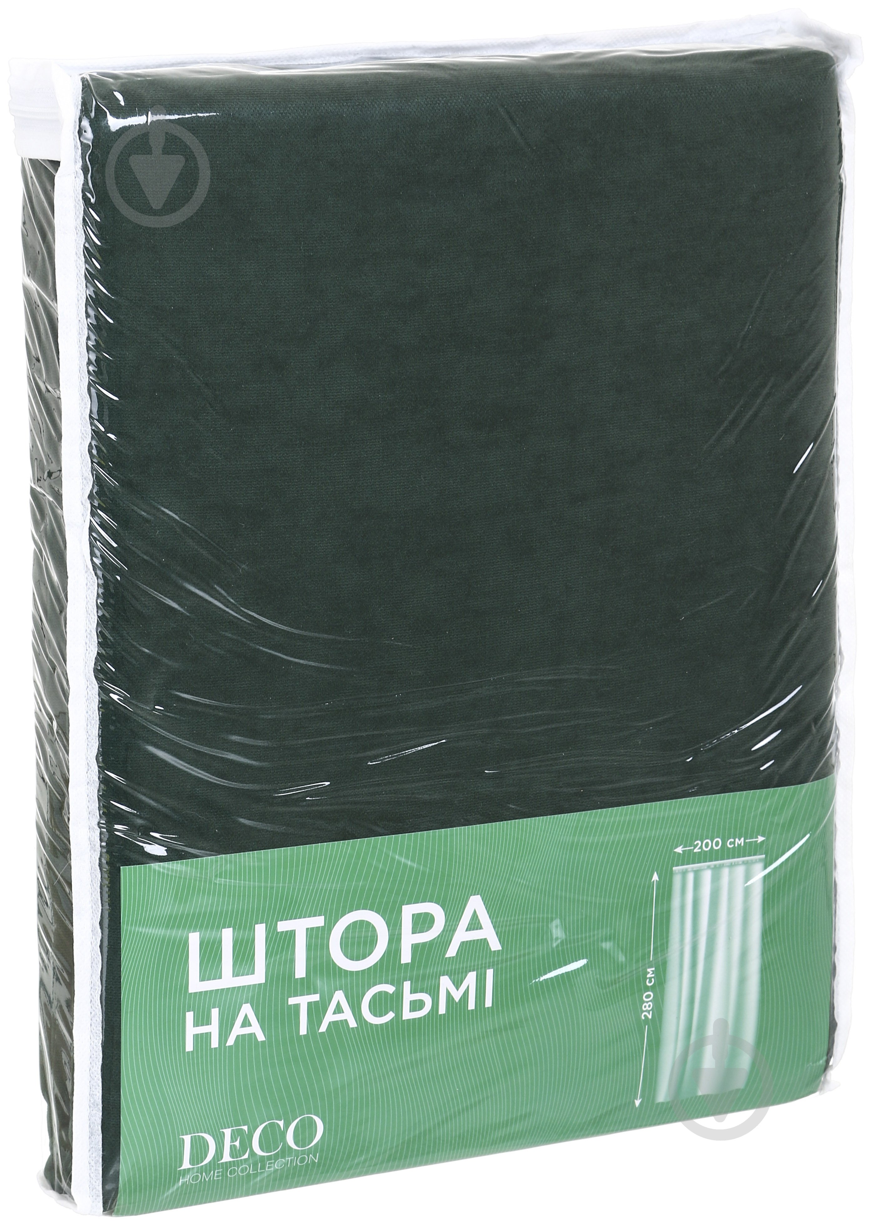 Штора на тесьме 200х280 темнозеленый 1951/53 Deco - фото 5
