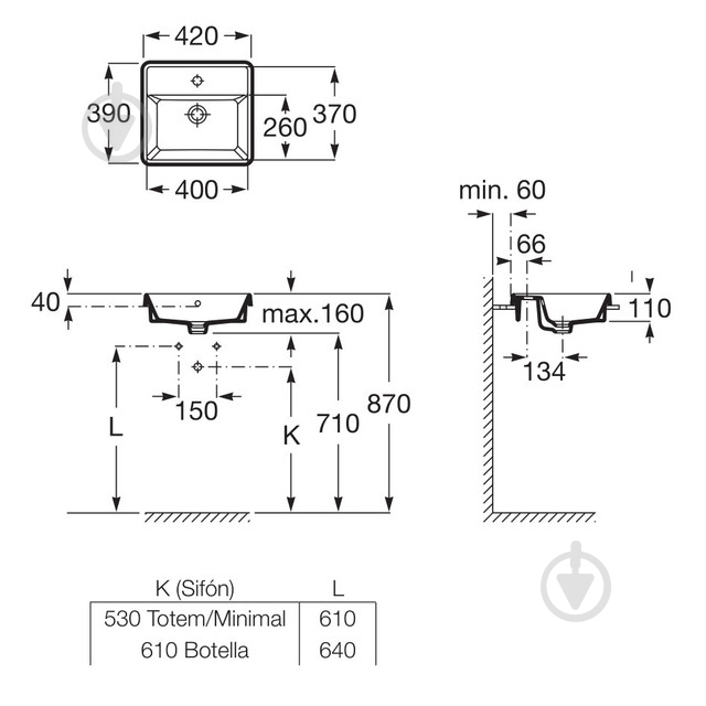 Умывальник ROCA A3270Y9000 - фото 2