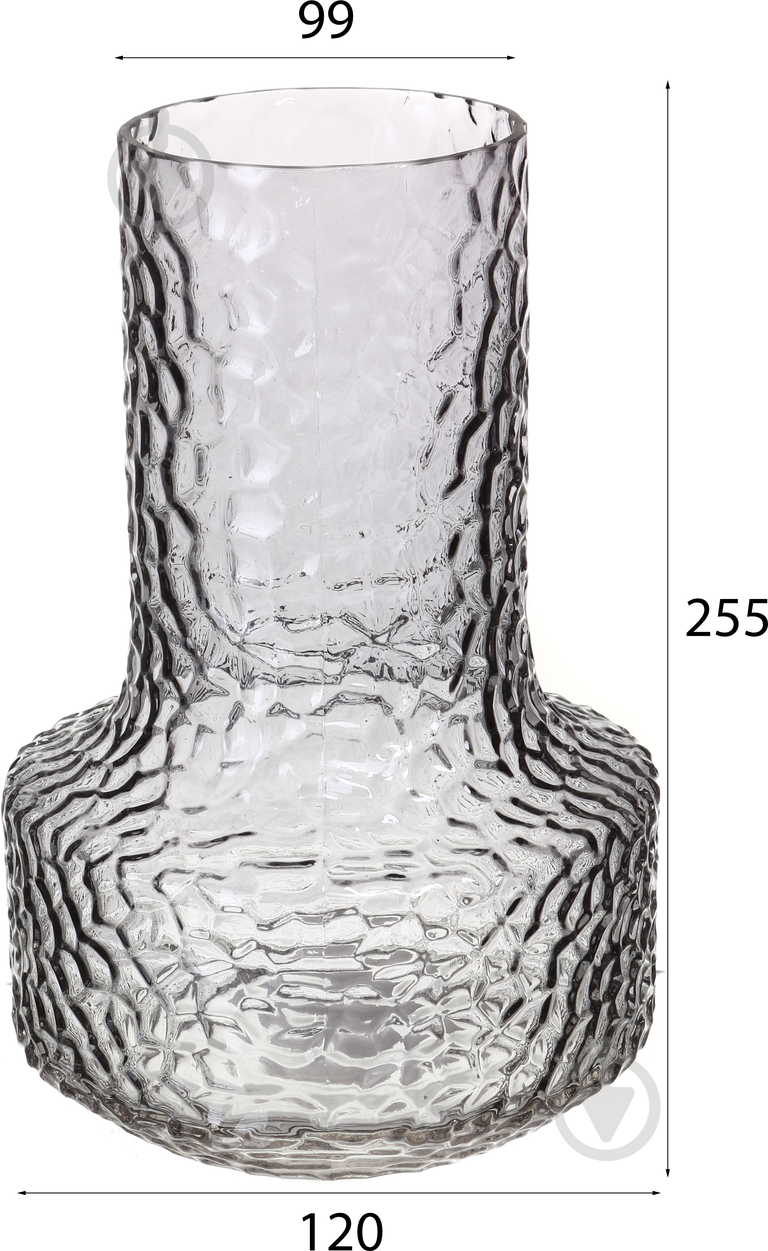 Ваза для цветов Texture 1026GRAY 26 см серая - фото 2