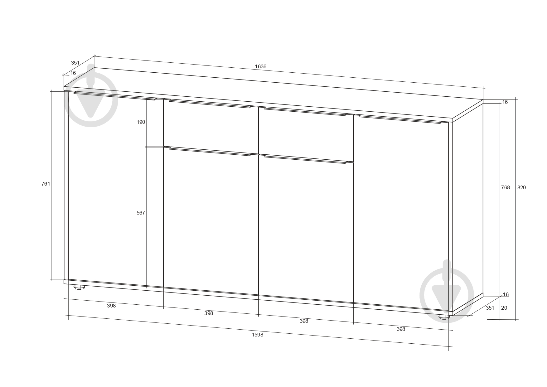 Комод SOKME Нала 3Д4Ш белый /белый - фото 2 Комод SOKME Нала 3Д4Ш белый /белый - фото 2