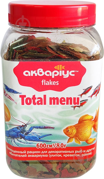 Корм Акваріус Тотал меню 600 мл 80 г (протеин, жир, клетчатка) - фото 1