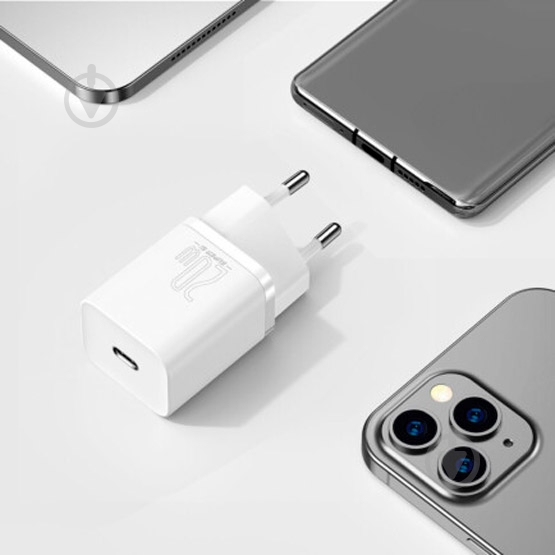 Сетевое зарядное устройство BASEUS Super Si USB-C 20W (CCSUP-B02) White - фото 6