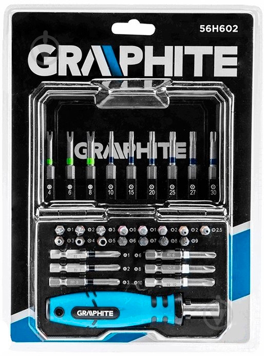 Набор бит GRAPHITE с отверткой-держателем 31 шт. 56H602 - фото 3 Набор бит GRAPHITE с отверткой-держателем 31 шт. 56H602 - фото 3