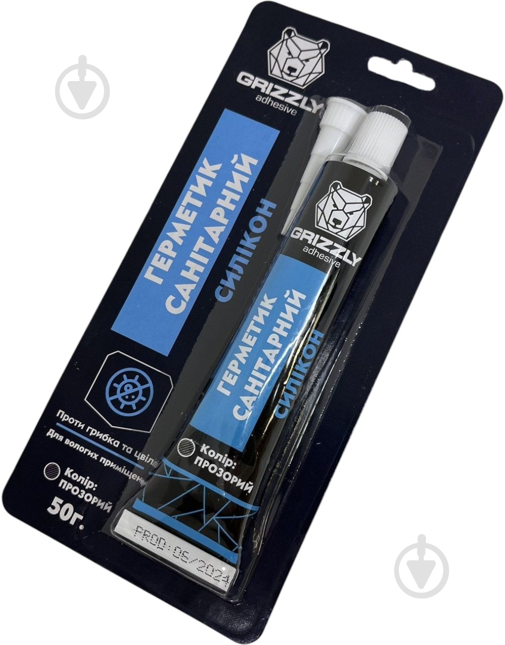 Герметик силиконовый Grizzly санитарный белый 0,05 кг - фото 1 Герметик силиконовый Grizzly санитарный белый 0,05 кг - фото 1