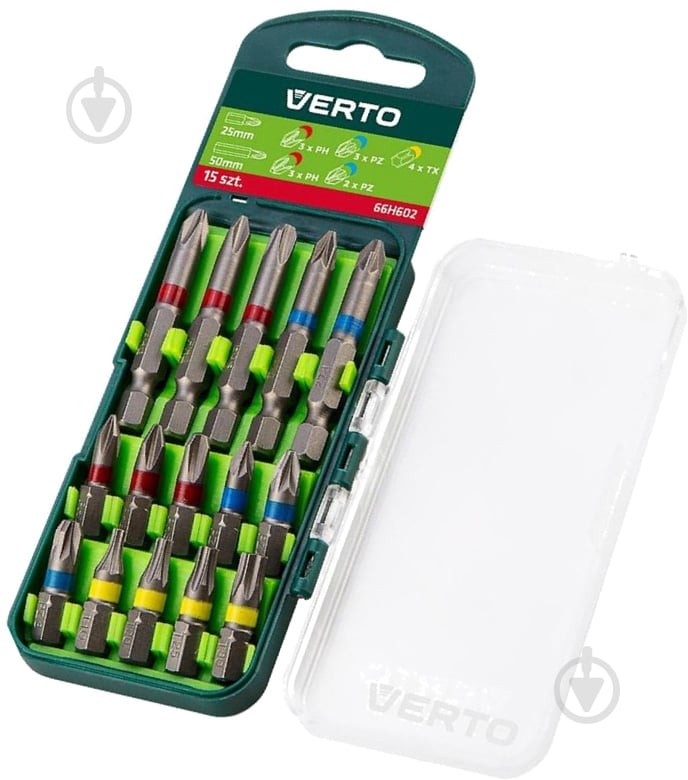 Набор бит Verto 15 шт. 66H602 - фото 1 Набор бит Verto 15 шт. 66H602 - фото 1