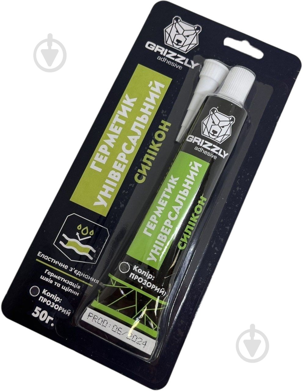 Герметик силиконовый Grizzly универсальный прозрачный 0,05 кг - фото 1