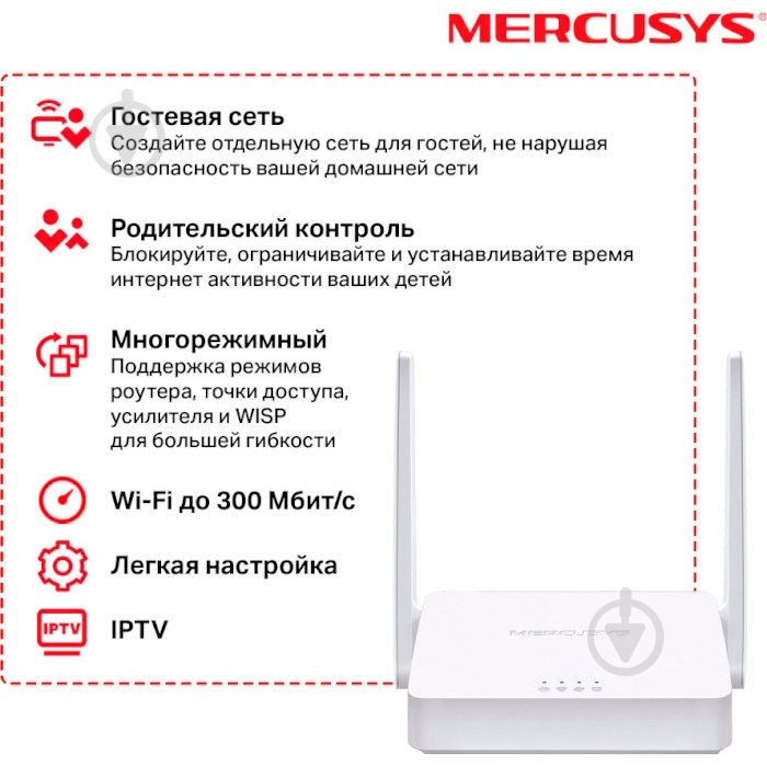 Маршрутизатор Mercusys MW302R N300 - фото 5