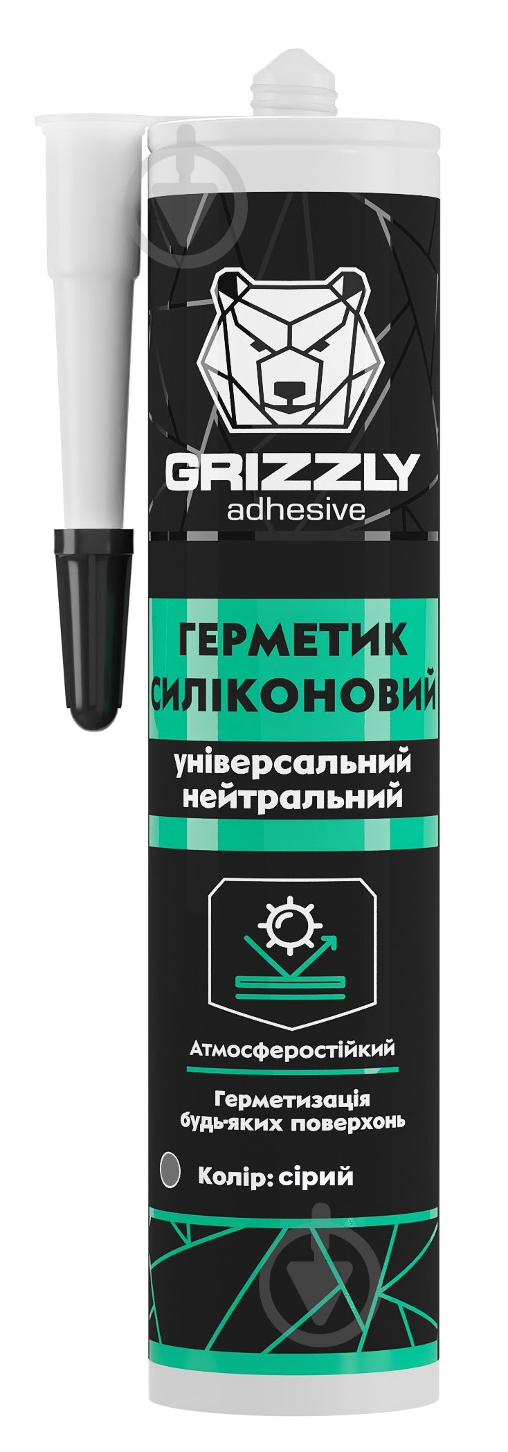 Герметик силіконовий Grizzly універсальний сірий 280 мл - фото 1 Герметик силіконовий Grizzly універсальний сірий 280 мл - фото 1