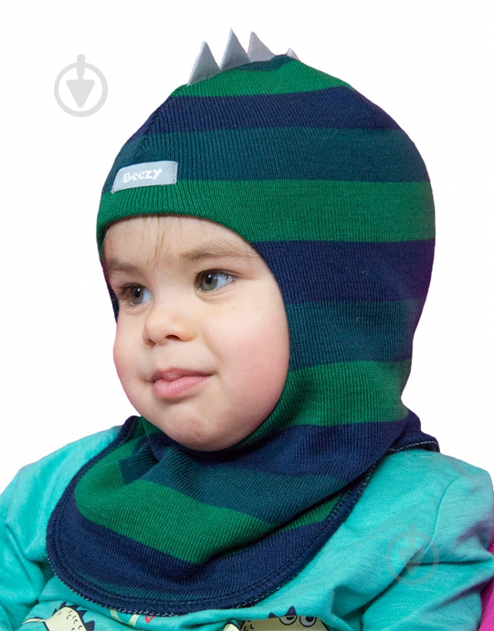 Шапка Beezy р.1 зеленый/темно-зеленый/темно-синий - фото 4