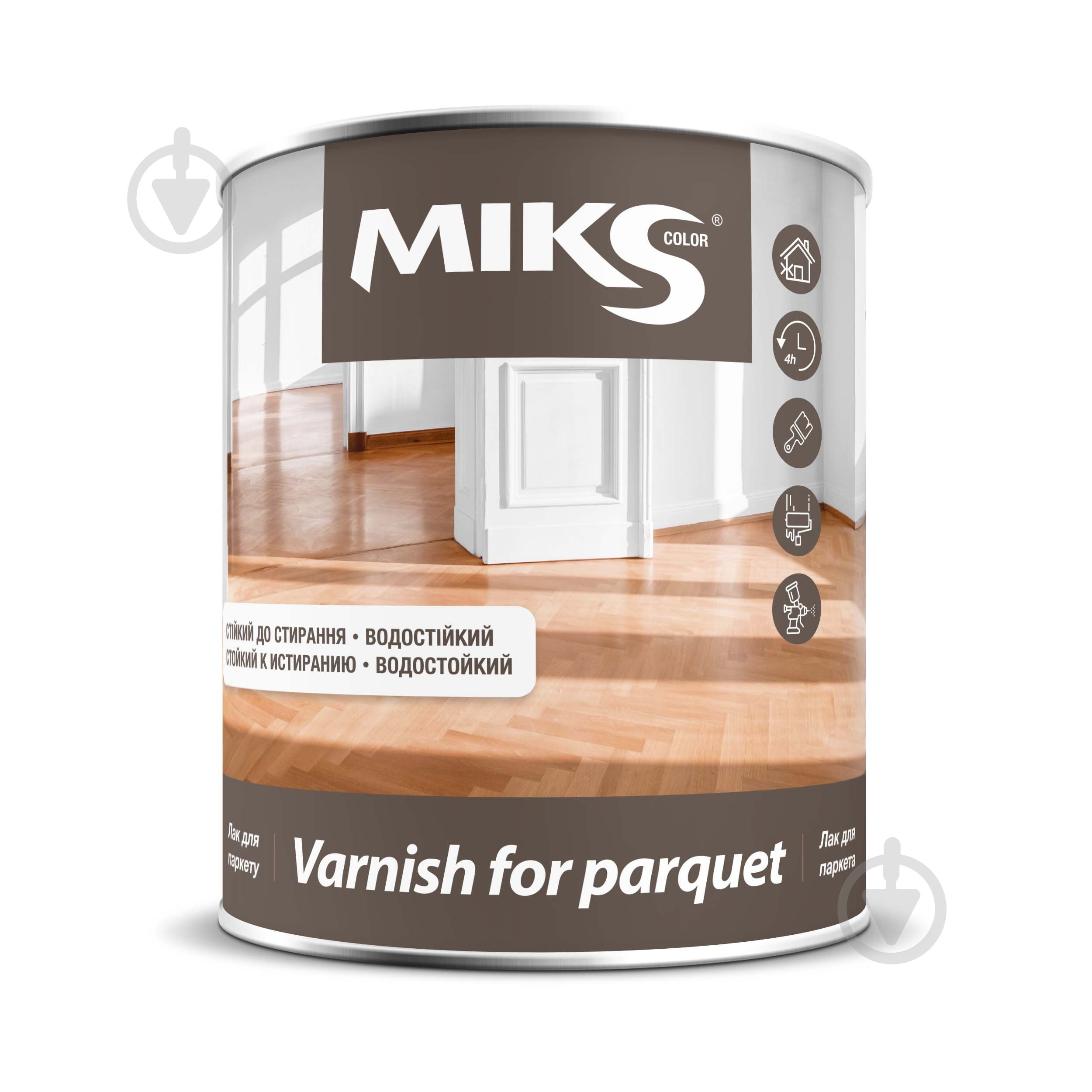 Лак паркетний алкідно-уретановий MIKS Color шовковистий мат безбарвний 1,6 кг - фото 2