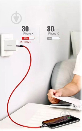 Кабель UGREEN US298 USB 2.0 Type-C to Lightning 1 м (20309) - фото 5 Кабель UGREEN US298 USB 2.0 Type-C to Lightning 1 м (20309) - фото 5