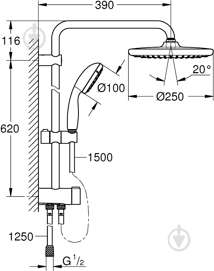 Душевая система Grohe Vitalio Start System 250 26680000T - фото 2
