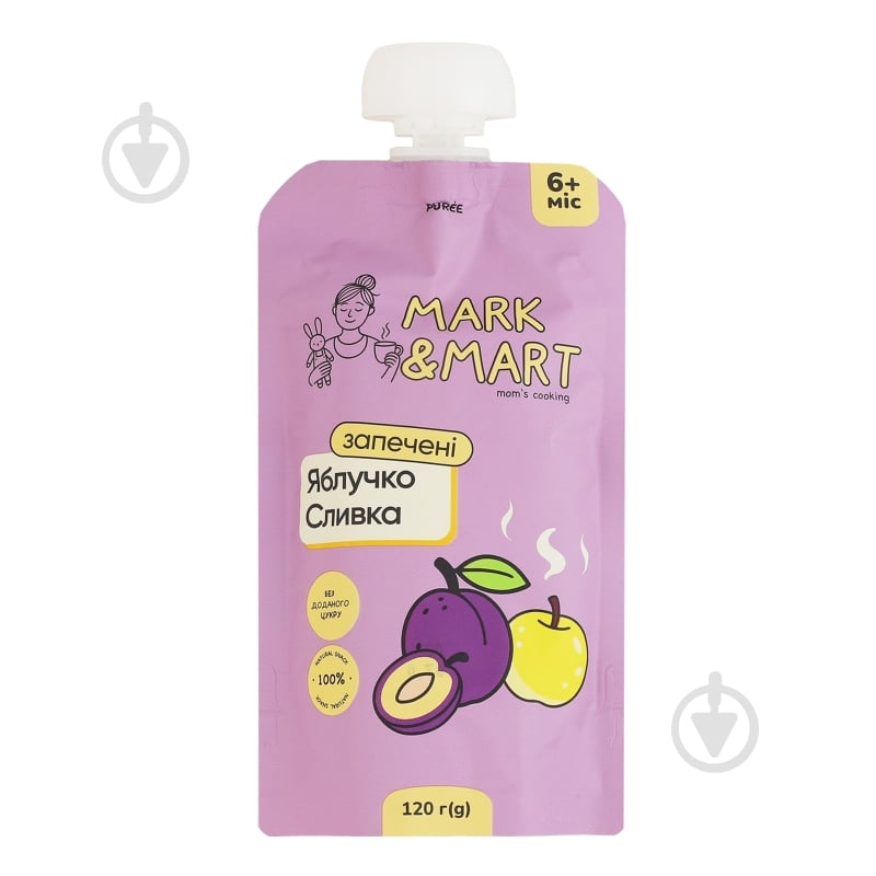 Пюре фруктове Mark&Mart Запечене яблучко і сливка - фото 1