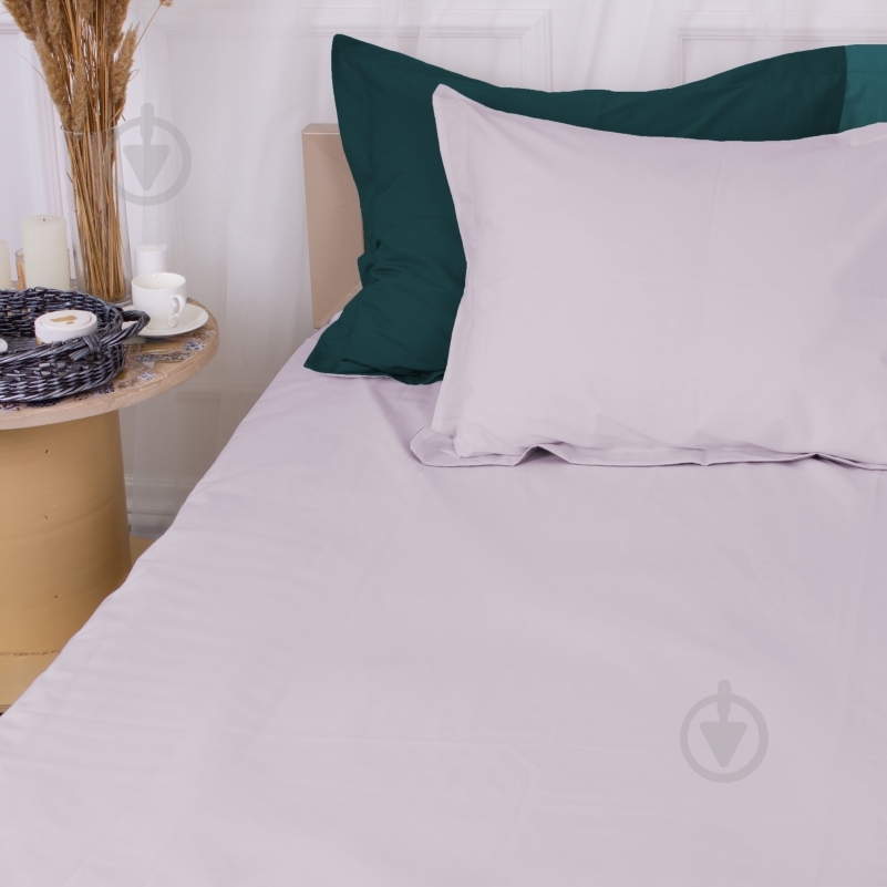 Комплект постельного белья MirSon Poplin Line 054+091 Denise изумрудный/светло-серый - фото 5