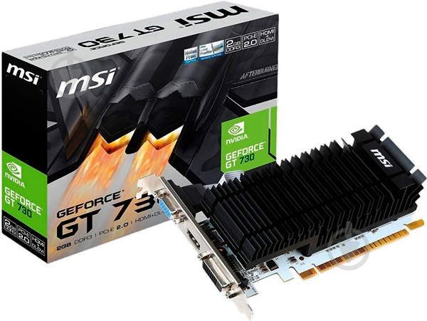 Видеокарта MSI NVIDIA GeForce GT 730 2GB DDR3 64bit (N730K-2GD3H/LPV1) - фото 1