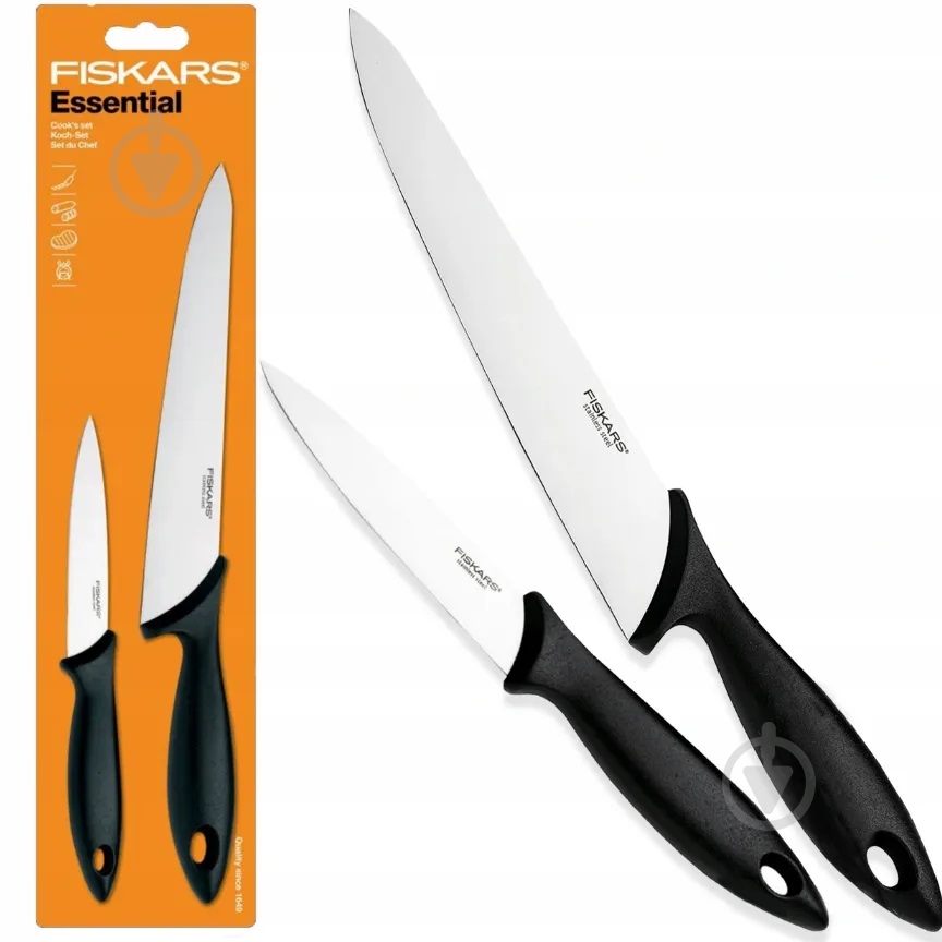 Набор ножей повара Fiskars Essential 2 предмета 1023783 - фото 1 Набор ножей повара Fiskars Essential 2 предмета 1023783 - фото 1
