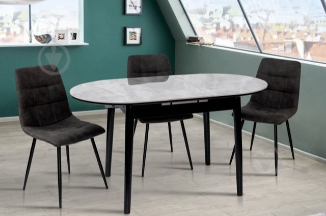 Стол обеденный Мікс Меблі Титан XS-1309 (керамика, глянец) 1100(1400)x750x760мм бетон/черный - фото 4 Стол обеденный Мікс Меблі Титан XS-1309 (керамика, глянец) 1100(1400)x750x760мм бетон/черный - фото 4