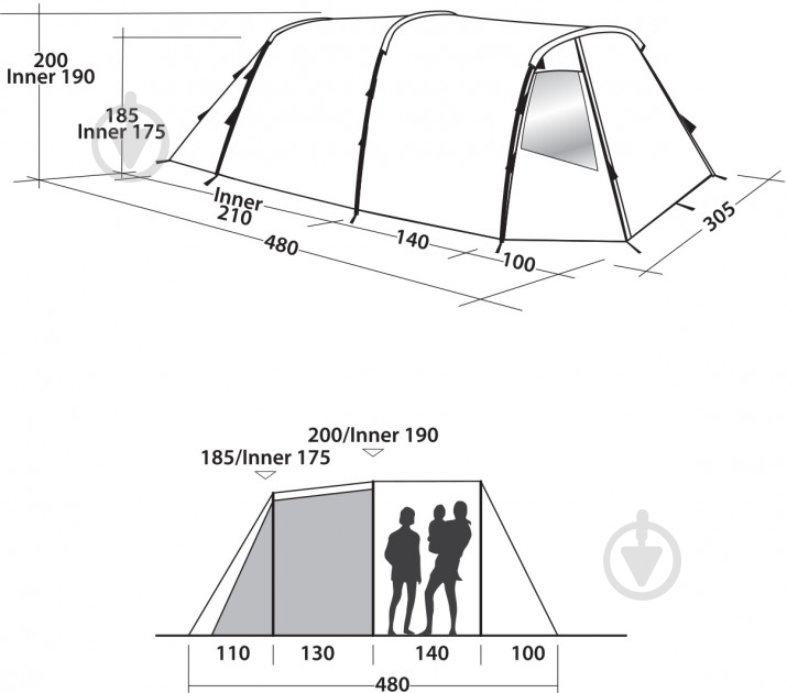 Палатка туристическая Easy Camp Huntsville 500 Red 120340 - фото 10