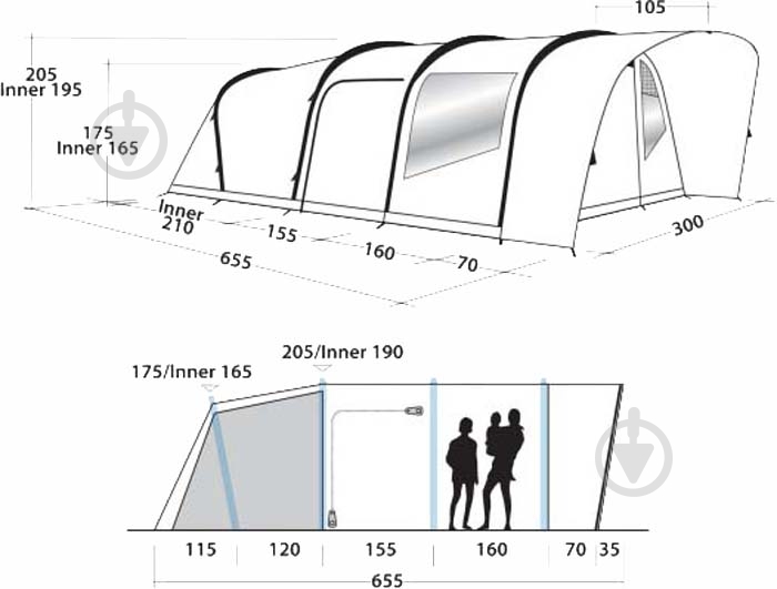 Намет кемпінговий Easy Camp Match Air 500 Aqua Stone 120336 - фото 11