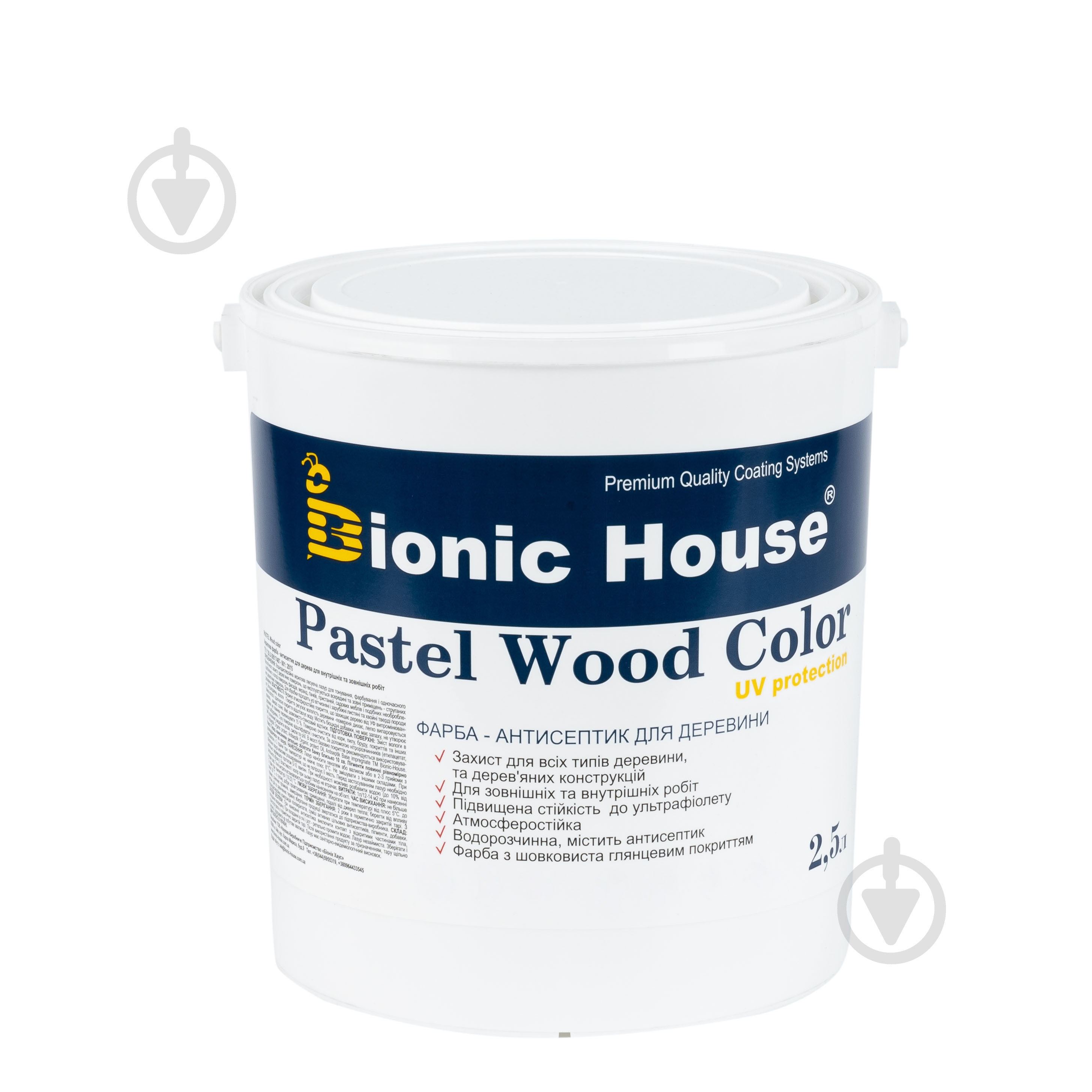 Краска Bionic House укрывная Pastel Wood Color Р201 арктик шелковистый глянец 2,5 л - фото 1