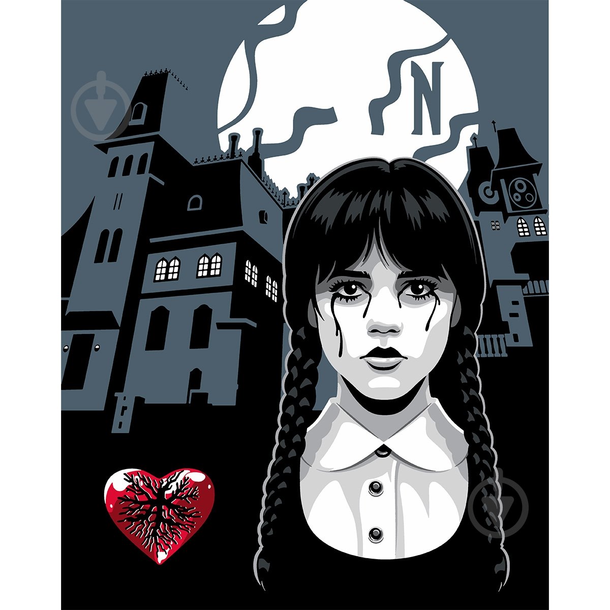 Картина за номерами Wednesday Nevermore Academy 40x50 см Santi - фото 1 Картина за номерами Wednesday Nevermore Academy 40x50 см Santi - фото 1