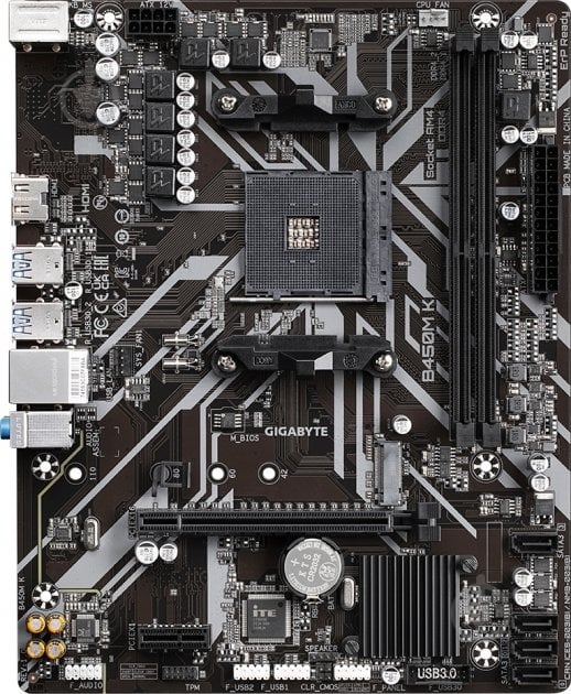 Материнская плата Gigabyte B450M K (Socket AM4, AMD B450, micro ATX) - фото 1