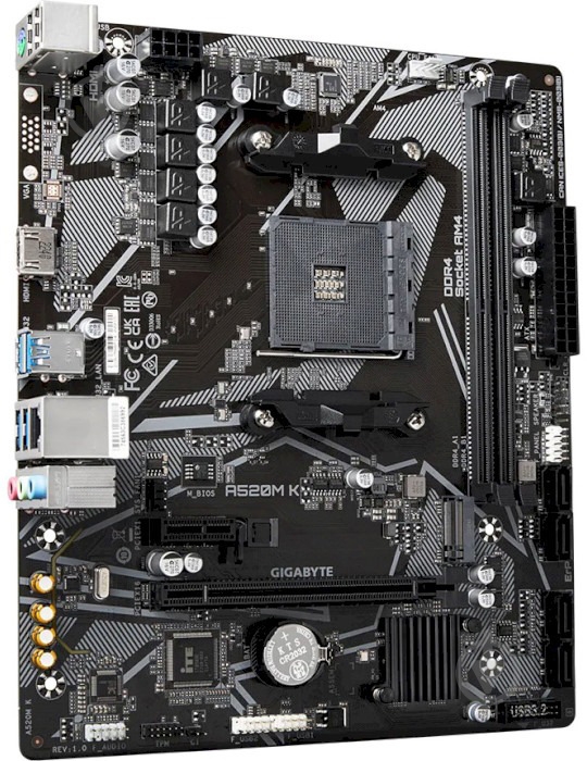 Материнская плата Gigabyte A520M K (Socket AM4, AMD A520, micro ATX) - фото 3 Материнская плата Gigabyte A520M K (Socket AM4, AMD A520, micro ATX) - фото 3