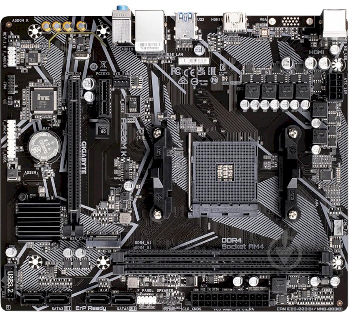 Материнская плата Gigabyte A520M K (Socket AM4, AMD A520, micro ATX) - фото 5 Материнская плата Gigabyte A520M K (Socket AM4, AMD A520, micro ATX) - фото 5