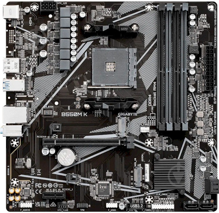 Материнская плата Gigabyte B550M K (Socket AM4, AMD B550, micro ATX) - фото 2