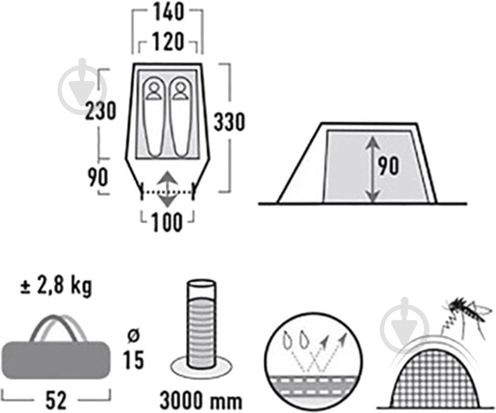 Палатка туристическая High Peak Kite 2 Pesto/Red 10188 - фото 5