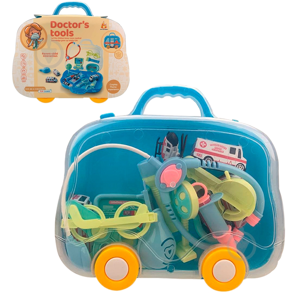 Набор доктора 2 в 1 (чемодан-машинка) 66077-B - фото 1