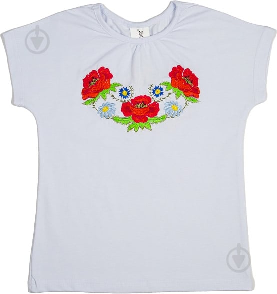 Вышиванка для девочек Luna Kids Маки р.122 белый - фото 1
