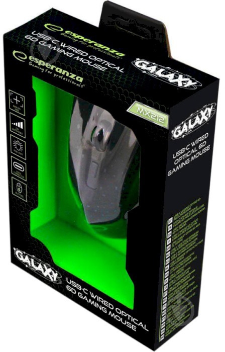 Мышка Esperanza MX212 GALAXY black/green (EGM212) - фото 5